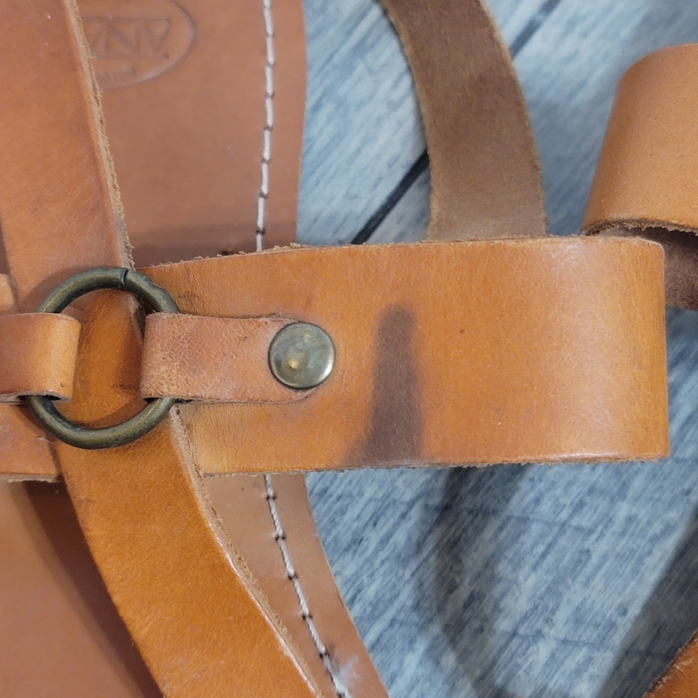 Ananias Handmade Greek Natural Leather Strappy Sandal Gladiator Roman Style Sz12 - Picture 4 of 8